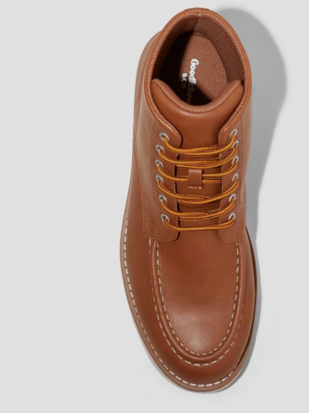 Men's Niles Mock Toe Boots - Goodfellow & Co Cognac Lace-up Faux Leather,